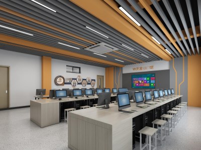 现代教室3D模型下载